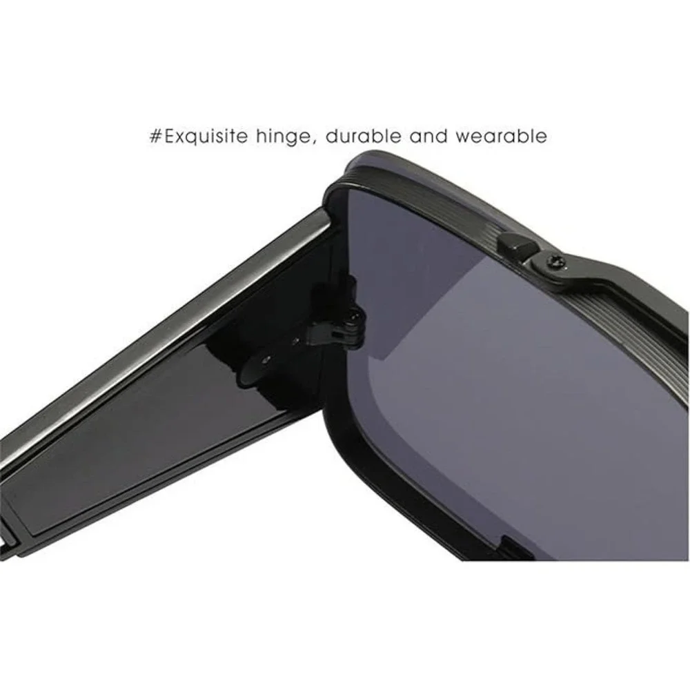 Mens Oversized Square Shield Sunglasses Gradient‎ Lens Gold Frame Lentes Gafas